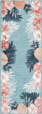Blue Outdoor Botanical Rectangle Rug