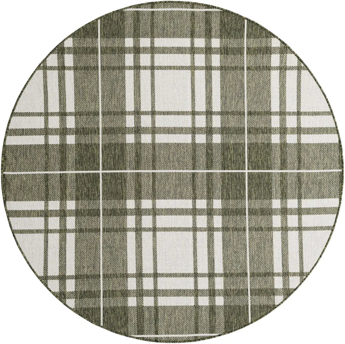 Green Outdoor Checkered Rectangle Rug