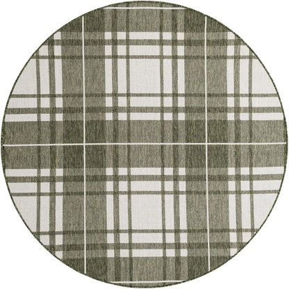 Green Outdoor Checkered Rectangle Rug