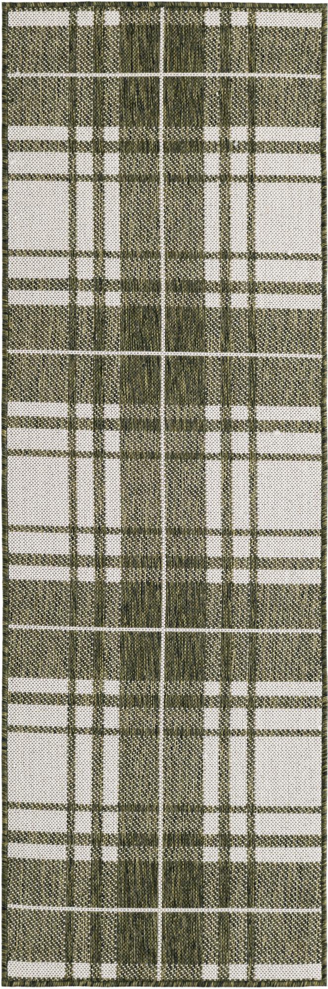 Green Outdoor Checkered Rectangle Rug