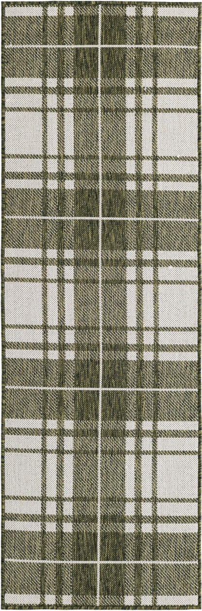 Green Outdoor Checkered Rectangle Rug