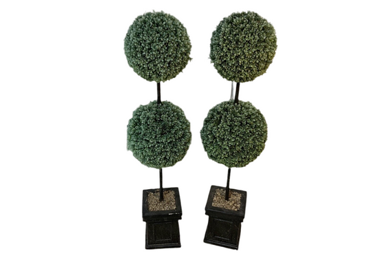 Faux double boxwood topiary black base SET OF 2- Local Pick Up Only-8122