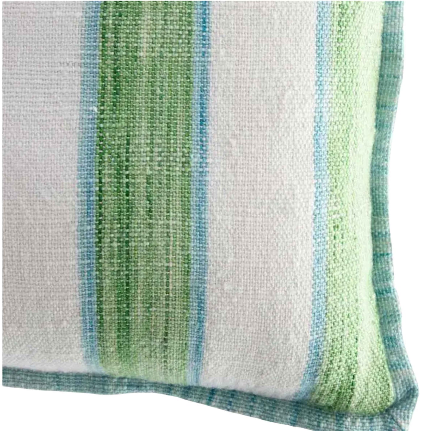 Green/Blue Striped Outdoor Pillow