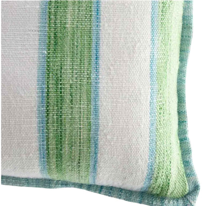 Green/Blue Striped Outdoor Pillow