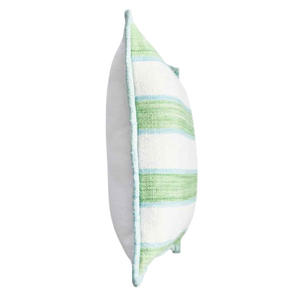 Green/Blue Striped Outdoor Pillow