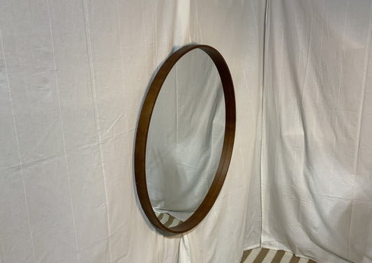 35” round wood framed mirror - Open Box