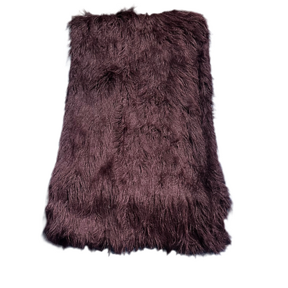 Long-Pile Faux Fur Throw-60" x 72" (Wine/Burgundy)