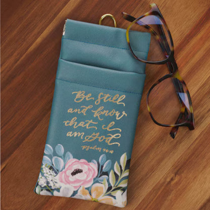 Eyeglass Case Teal Be Still Ps. 46:10