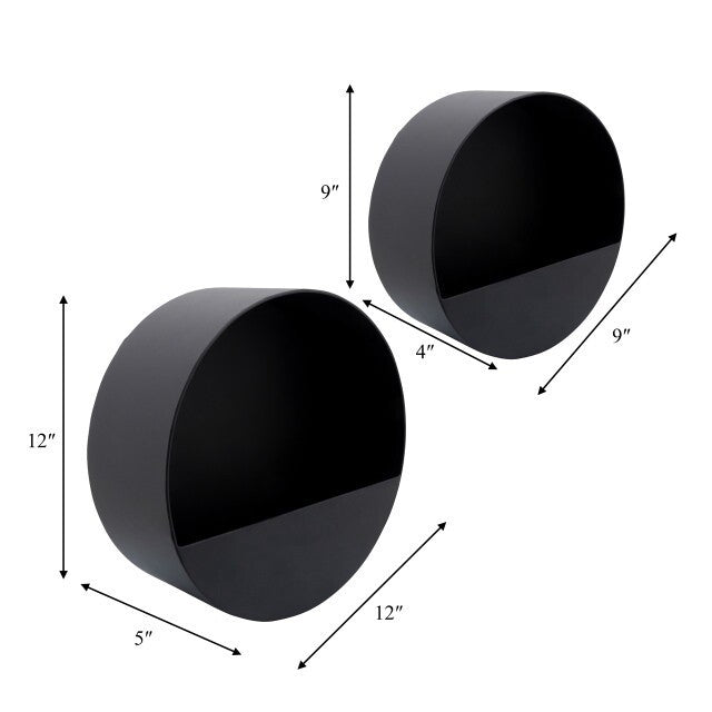 Metal 9&12 Wall Planters, Black