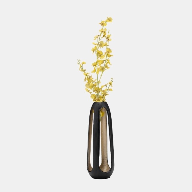 Open Vase, Matte Black Metal