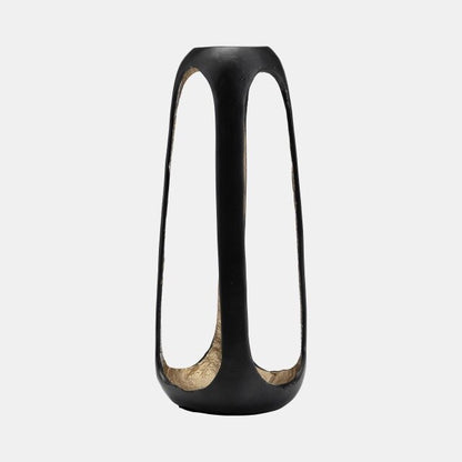 Metal Matte Black Open Vase- 8054