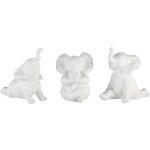 Stone Look Yoga Elephant, White made of resin