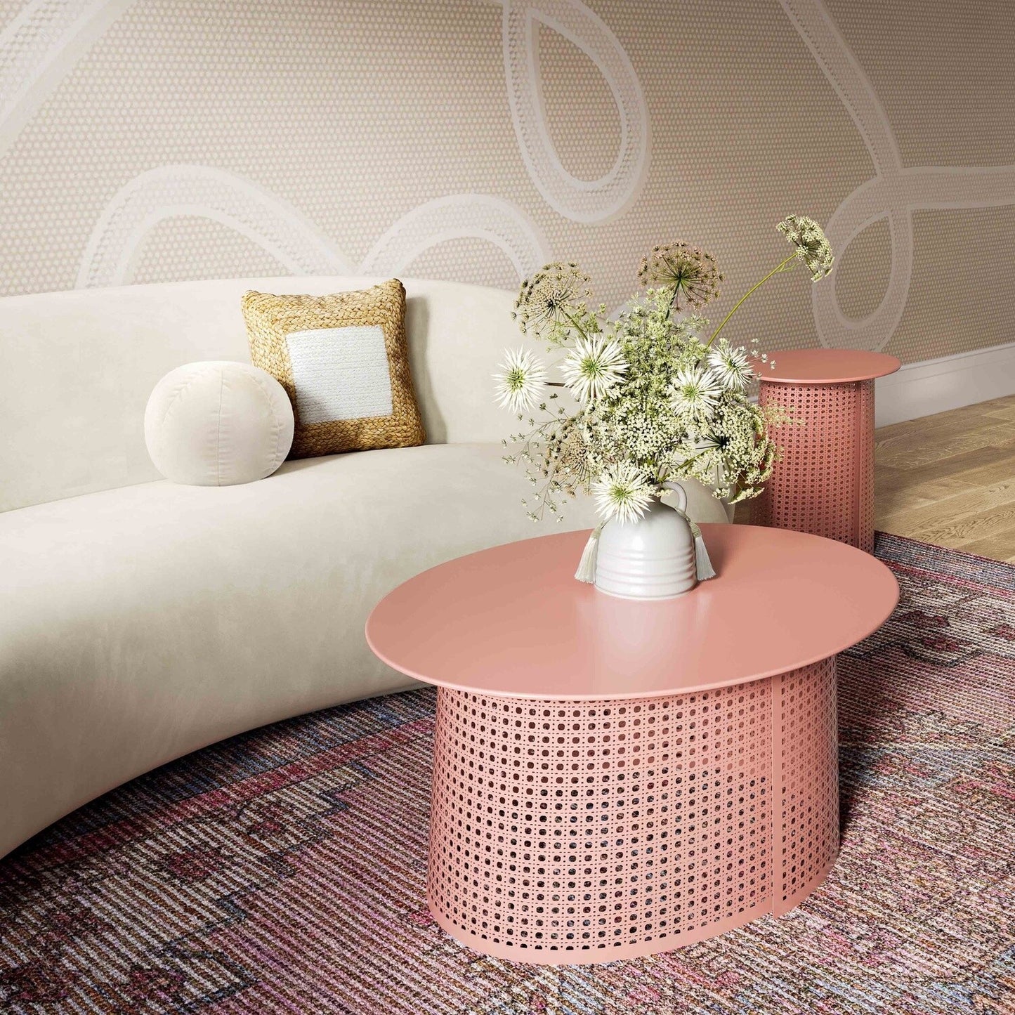 PESKY CORAL PINK COFFEE TABLE-open box