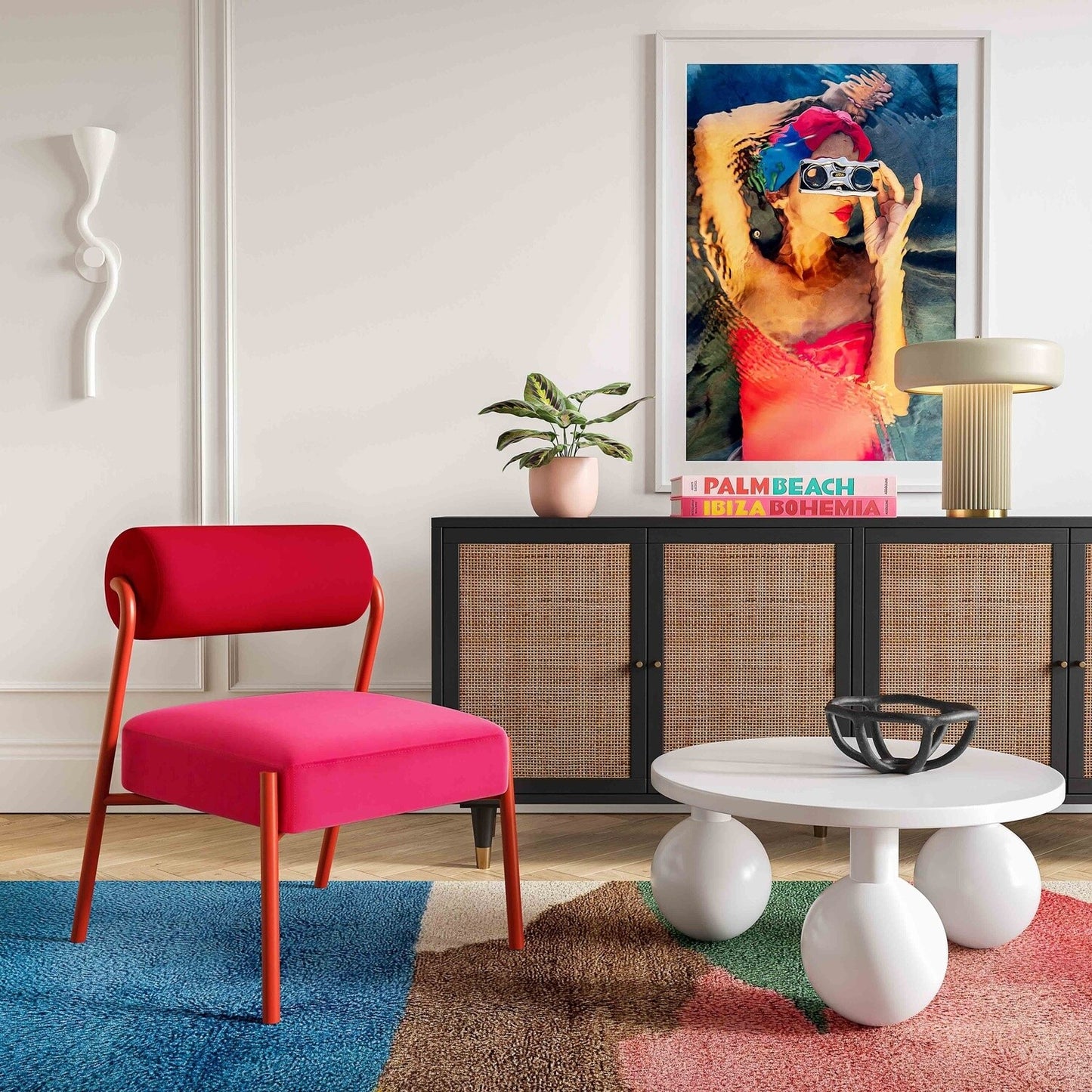 Jolene Hot Pink Velvet Accent Chair