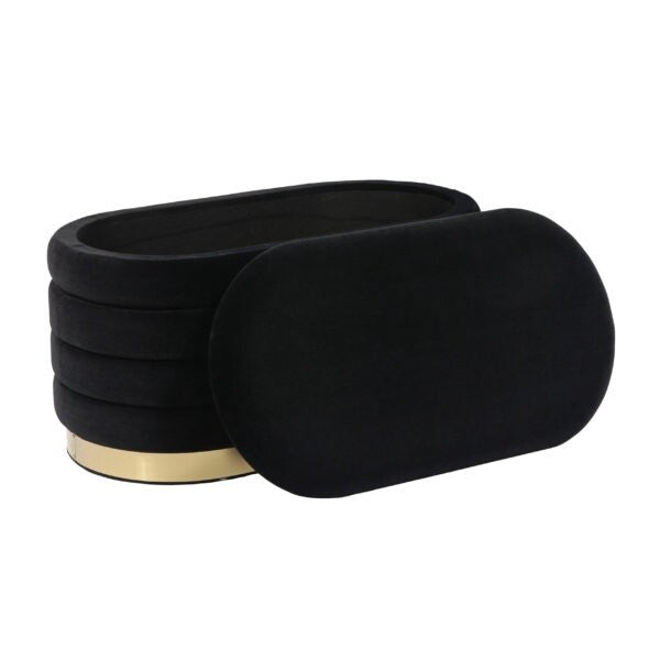 LILLIAN BLACK VELVET STORAGE BENCH