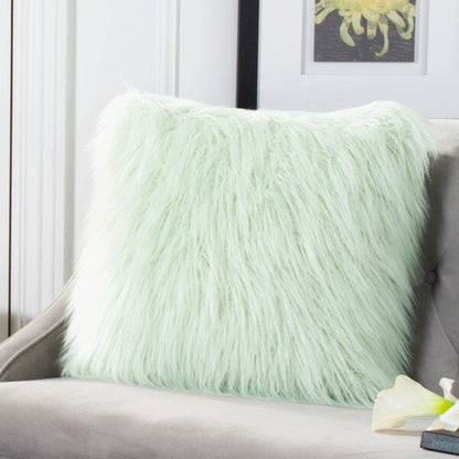 Mint Faux Fur Pillow