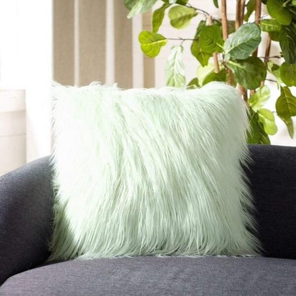 Mint Faux Fur Pillow