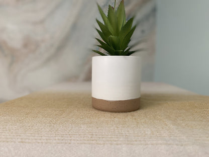 White Planter + Faux Succulent- Open Box