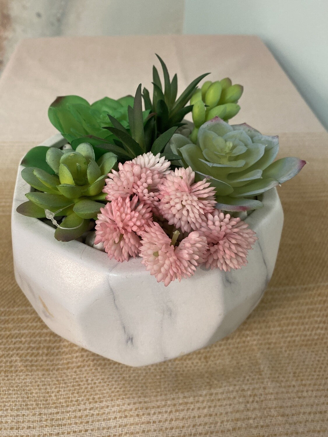 White Marble Faux Planter-OPEN BOX