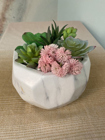 White Marble Faux Planter-OPEN BOX