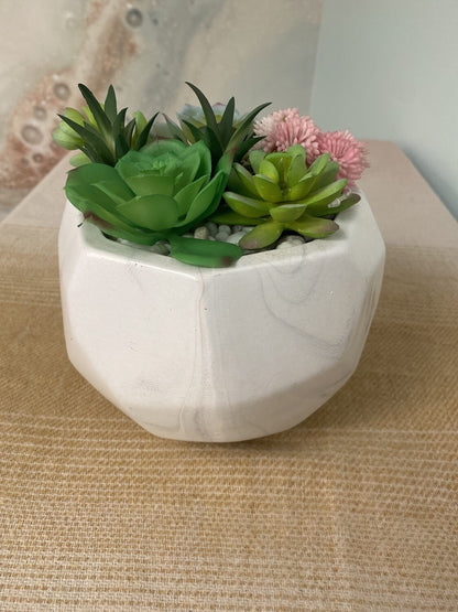 White Marble Faux Planter-OPEN BOX