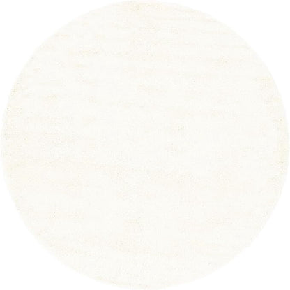 Soft Solid Shag Collection Round Rug – Round White Shag Rug (5x5)-OPEN BOX