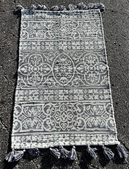 Medallion Jute Blue Patterned Rug (46”x27.5”)- Local Pick Up Only