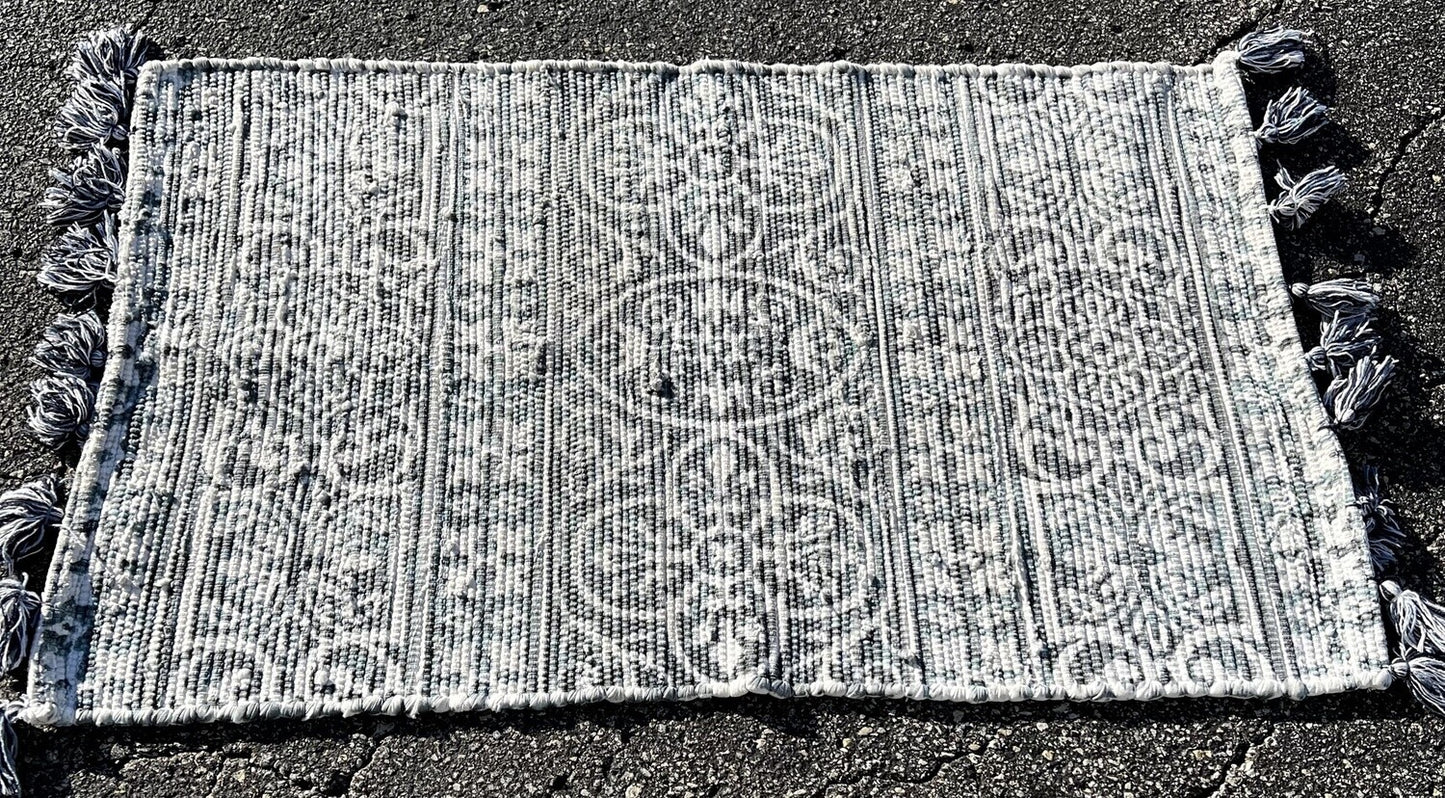 Medallion Jute Blue Patterned Rug (46”x27.5”)- Local Pick Up Only