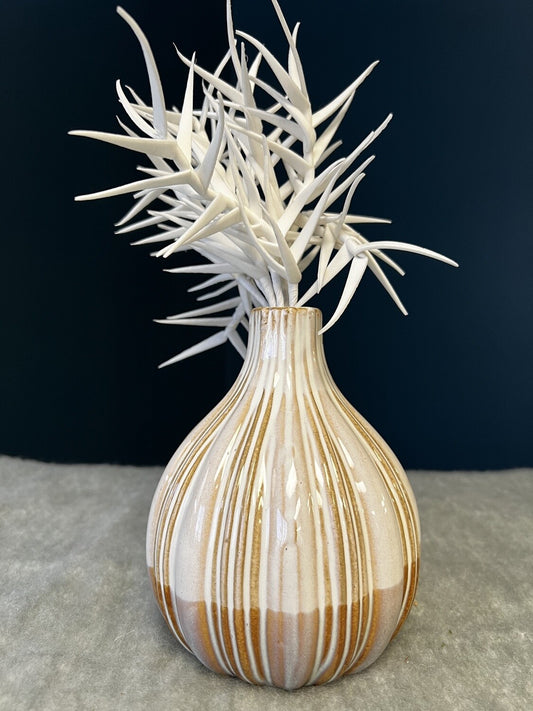 Tan & Cream Ceramic Vase- Open Box-8073