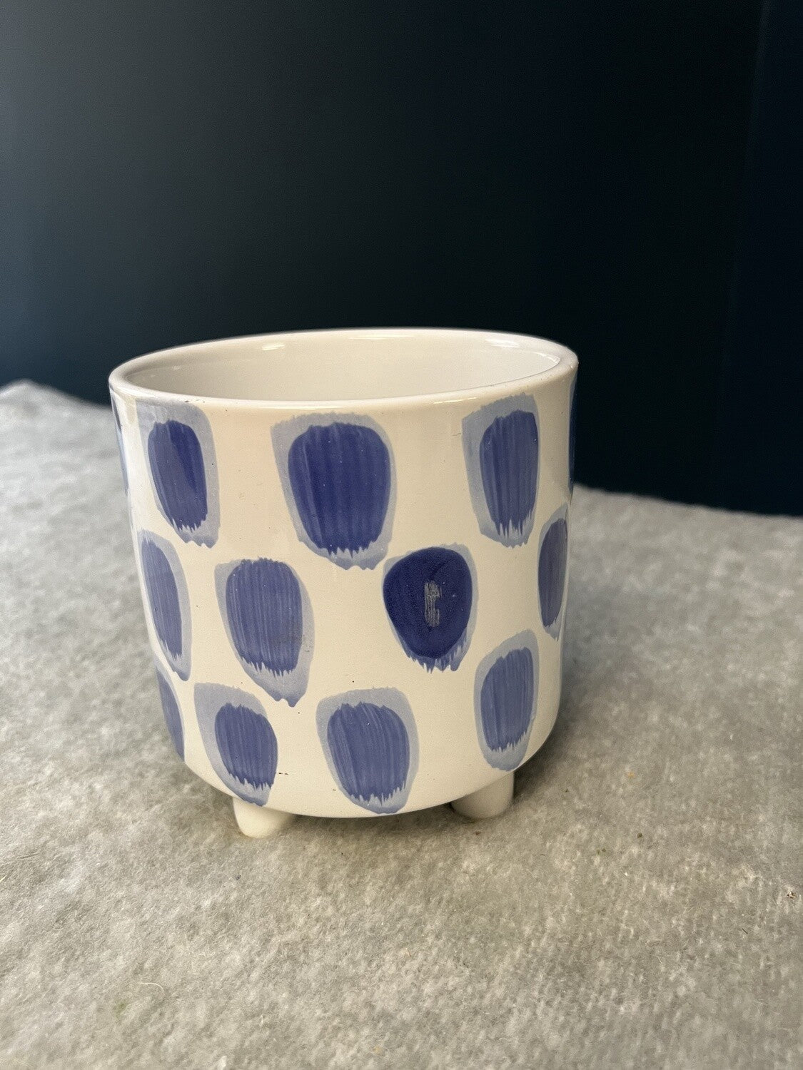 White & Blue Planter- Open Box