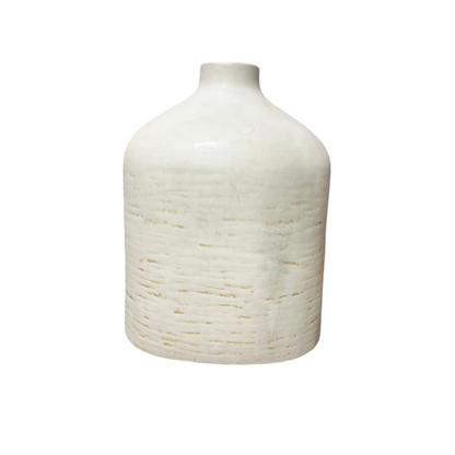 White distressed ceramic vase