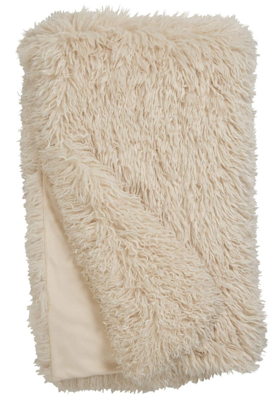 Cream Mongolian Faux Fur Throws