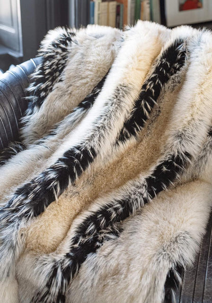 Limited Edition Ivory Fox Faux Fur Throws 60"x60"