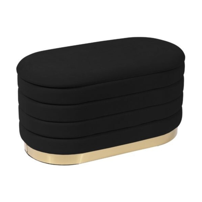 Lillian Black Velvet Storage Bench