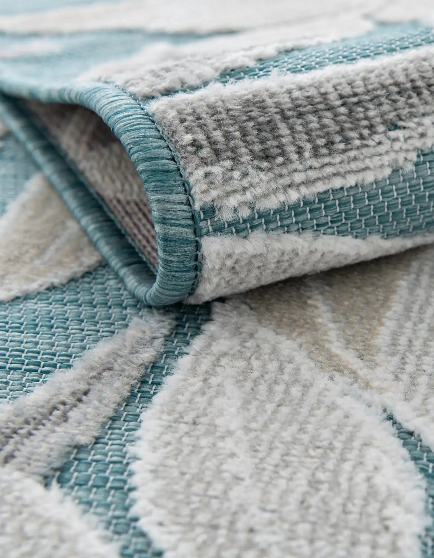 Light Blue 2' 2 x 8' Outdoor Botanical Runner Rug