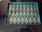 Decorative Contemporary Teal Gold Tray (19”x14”)- LOCAL PICK UP ONLY