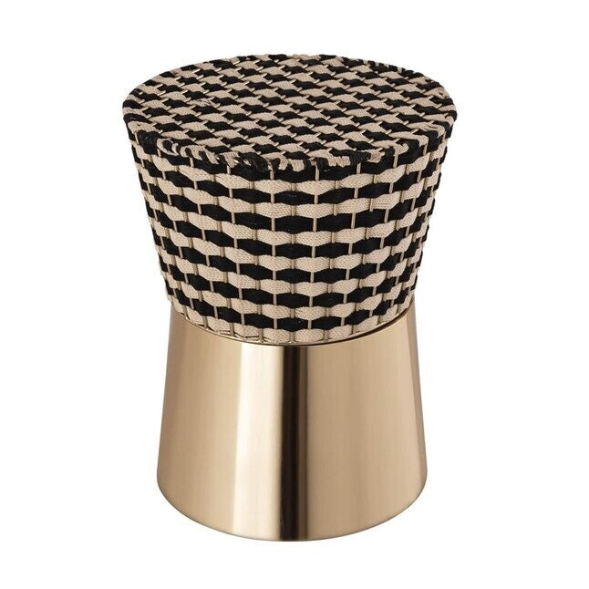 Madilyn Black, Off-white Metal Round Glam End Table