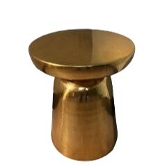 Round Gold Metal Pedestal Side Table-Local Pick Up Only