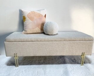 Modern Linen Fabric  Bench-OPEN BOX