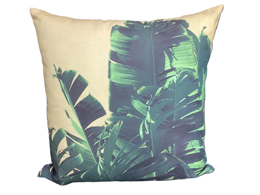 Yellow Leaf Print Pillow Cover Only - * OPEN BOX