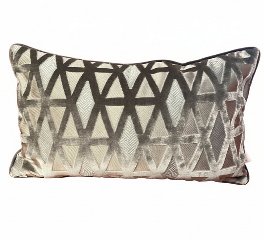 Silver Gold Geometric Velvet  Pillow (12”x20”)-OPEN BOX