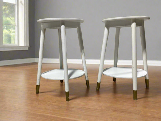 Modern White Pedestal Side Tables (SET OF 2) -Local Pick Up Only