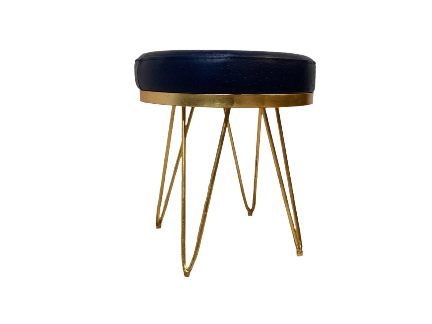 Faux Navy Leather Stool