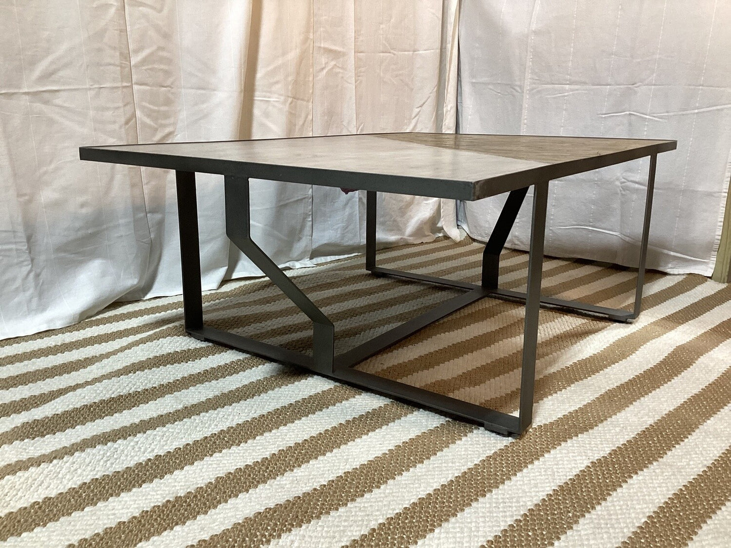 Metal mixed material coffee table-OPEN BOX