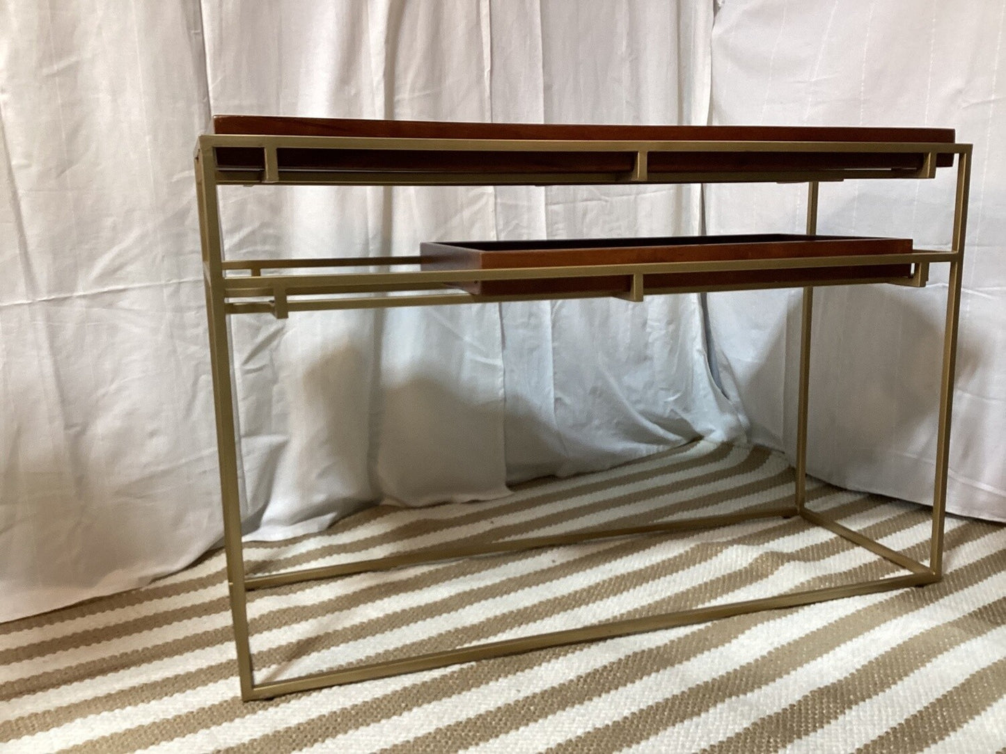 Gold metal and wood entry table- Local Pick Up Only