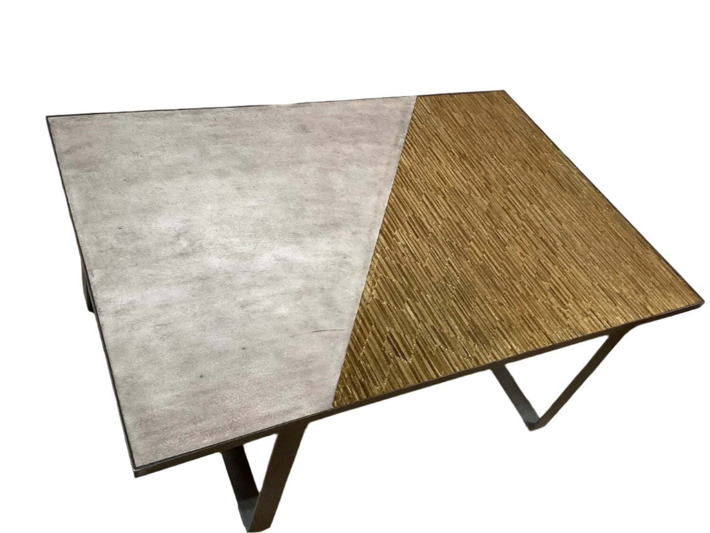 Metal mixed material coffee table-OPEN BOX