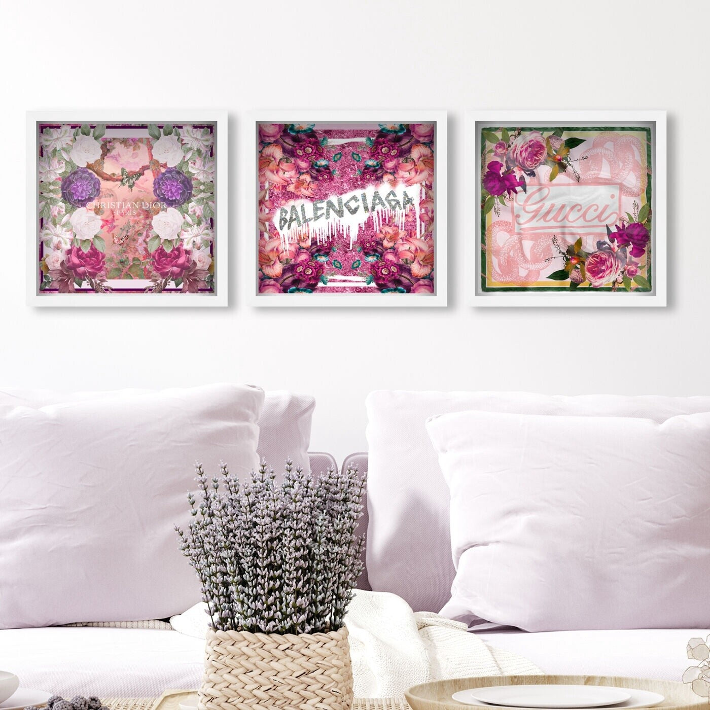 PINK CUBE FLORAL SET OF 3