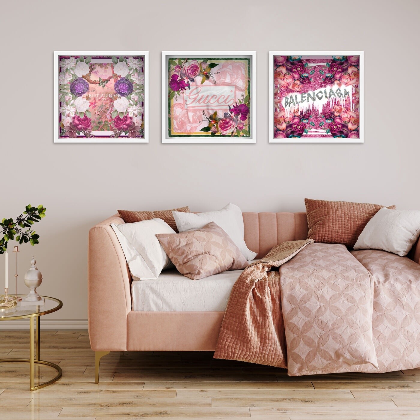 PINK CUBE FLORAL SET OF 3