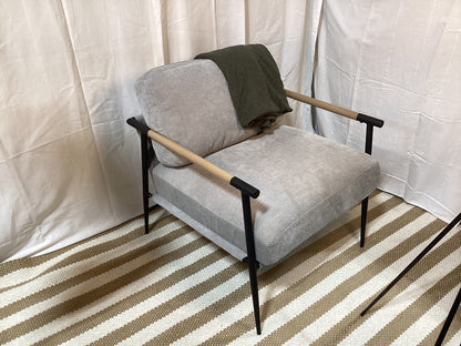 Grey linen chair with metal frame - Local Pick Up Only