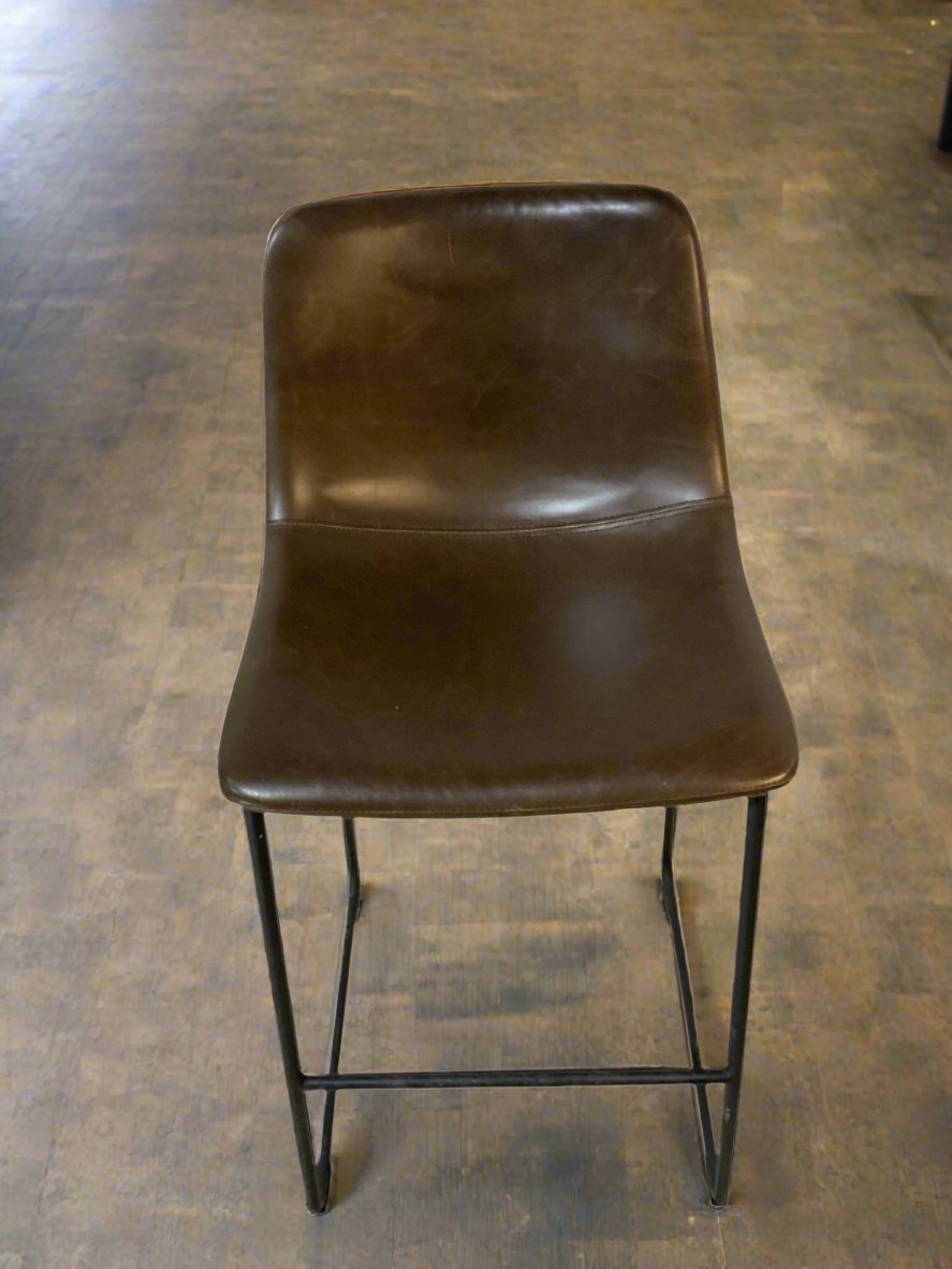 Brown leather barstool- Local Pick Up Only